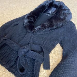 Theory fur black knitted sweater